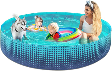 Jasonwell Foldable Dog Kiddie Pool - Hard Plastic Kids Paddling Pool Toddler Baby Swimming Pool for Backyard Collapsible Whelping Box Pet Doggie Cats Wading Pool Bathtub for Puppy Large Dogs 87In - Jasonwell